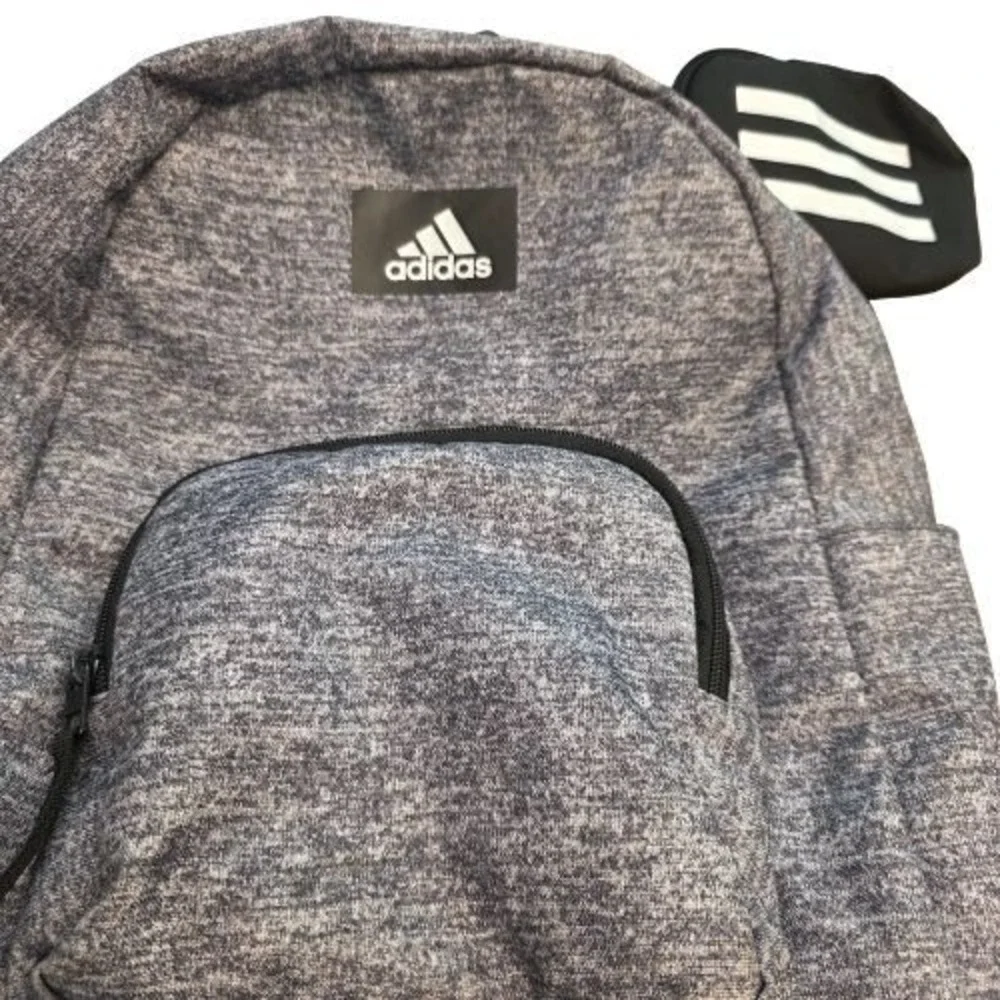 Adidas Grey Classic Backpack with Clip-on Pouch 980594-D‎ 2 Zipper Laptop Pocket
